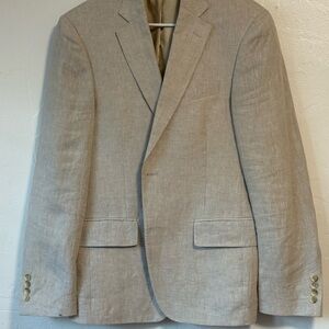 Broletto - Men's Beige Linen Blazer - Classic Tailored Sport Coat Size 40R
